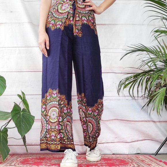 Dark blue wraparound harem pants - Picture 2 of 4